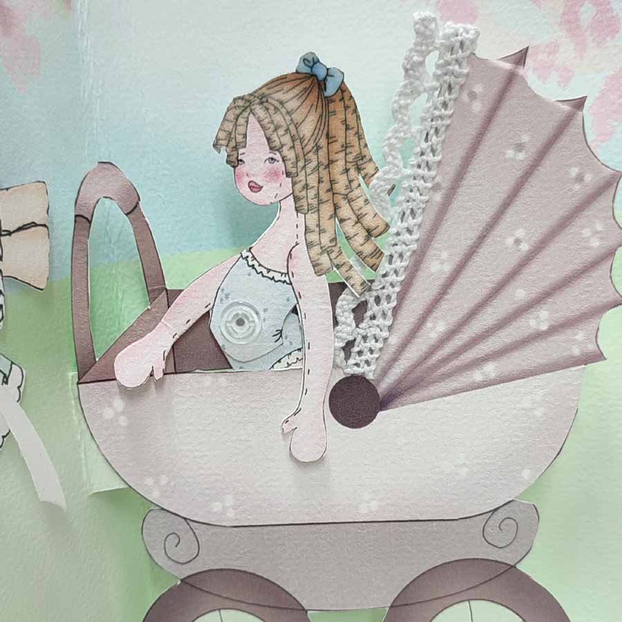 Cuento con muñecas de papel para jugar • Evaninas Muñeca de papel en cochecito hecho a mano por Evaninas.