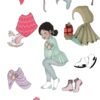 Recortable Navidad con muñeca de papel con vestidos ilustrada por Evaninas.