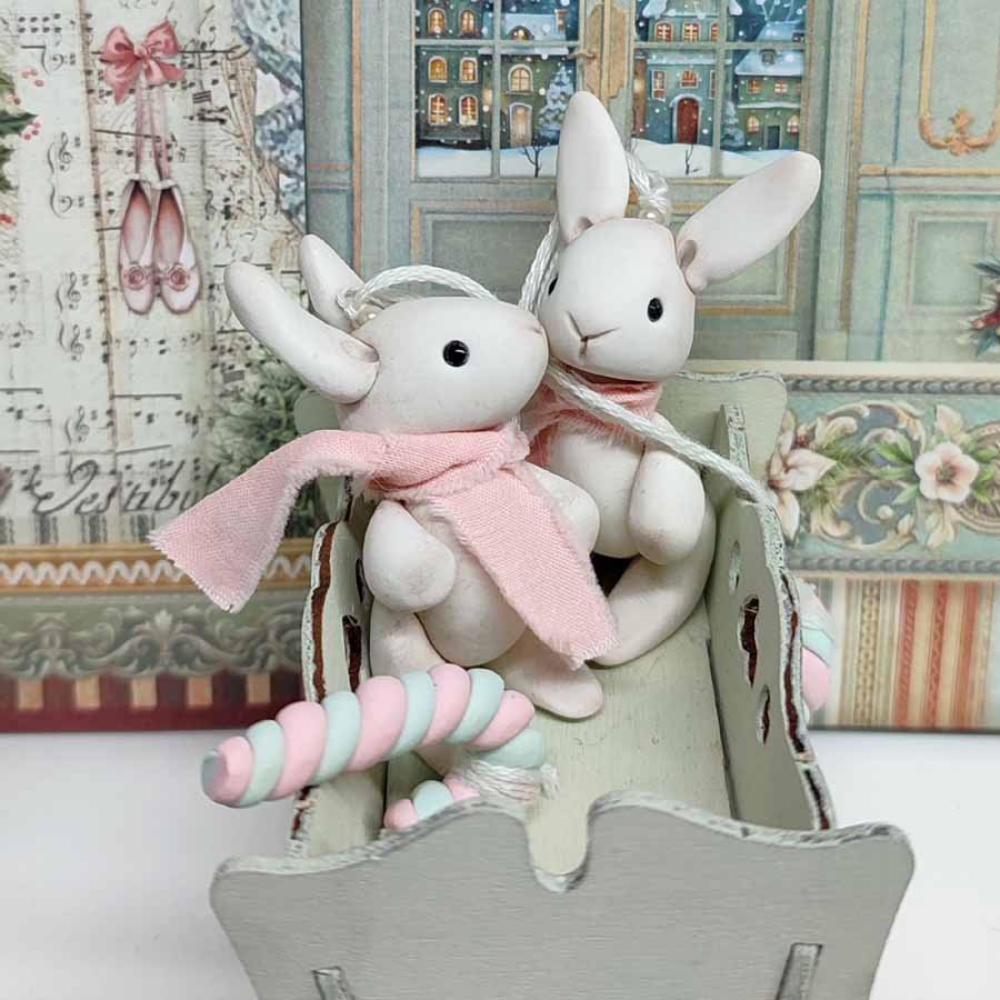 Conejito Blanco para Colgar • Evaninas Conejitos para colgar en el árbol de Navidad. Hechos a mano por Evaninas.