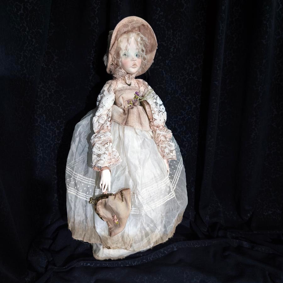 Muñeca con Poke Bonnet • Evaninas Muñeca romántica de estilo victoriano hecha a mano por Evaninas